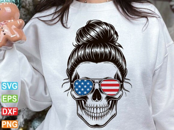 American Mom Skull PNG for 4th of July