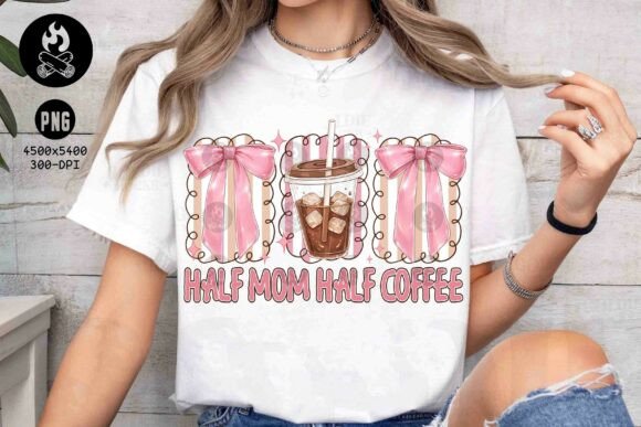 Half Mom Half Coffee: A Vibrant Embroidery Design