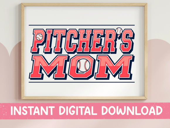 Pitcher's Mom: Bold Baseball Lettering