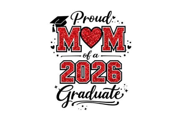 Proud Mom 2026 Glitter Graduate Embroidery