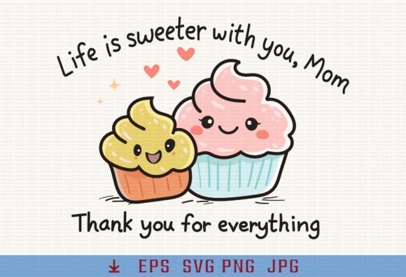 Sweet Cupcake Mom Gift Design: A Charming Embroidery Choice